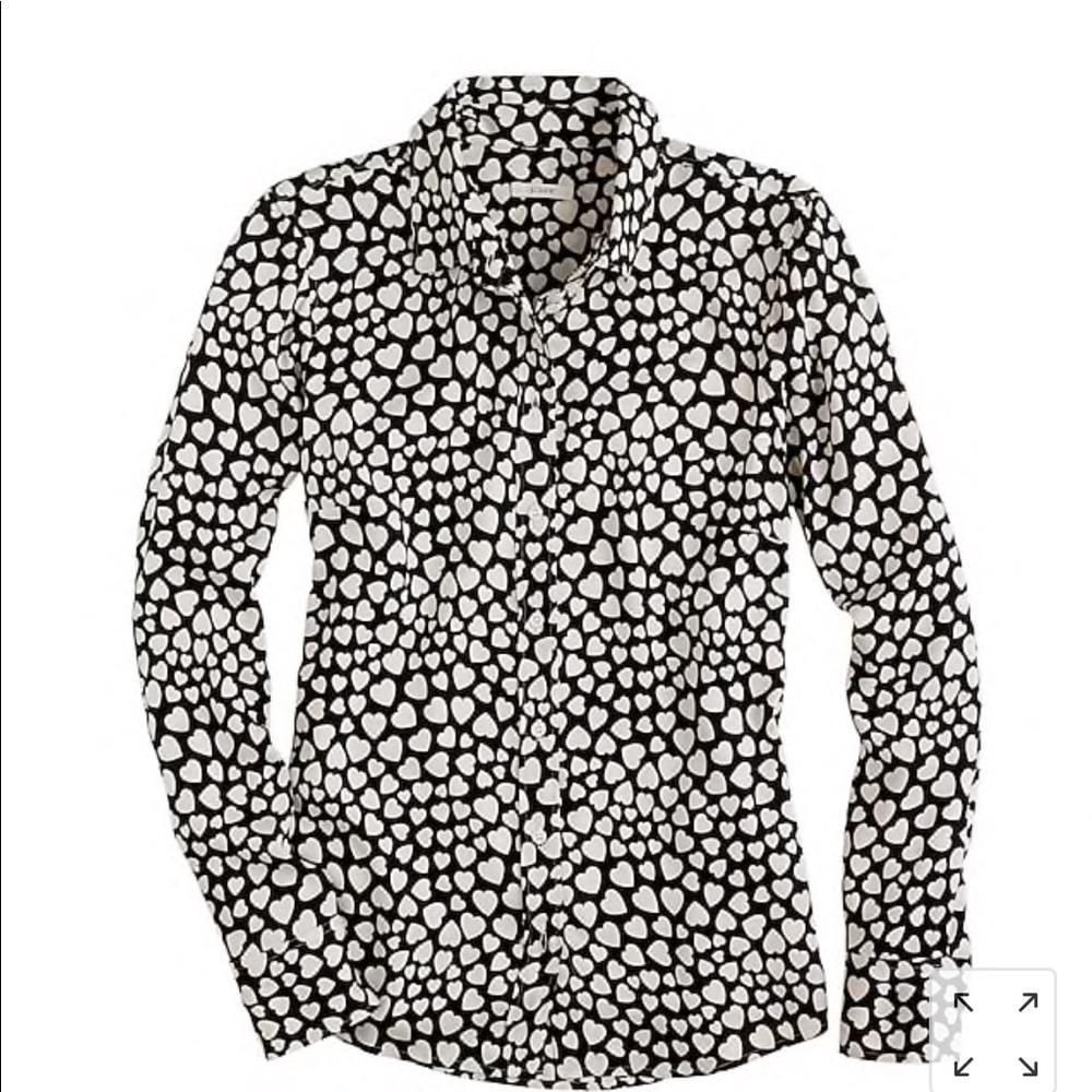 Jcrew silk blouse with heart print. Size 0